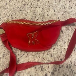 Stoney Clover Lane Red Nylon Fanny Pack K Patch Like New